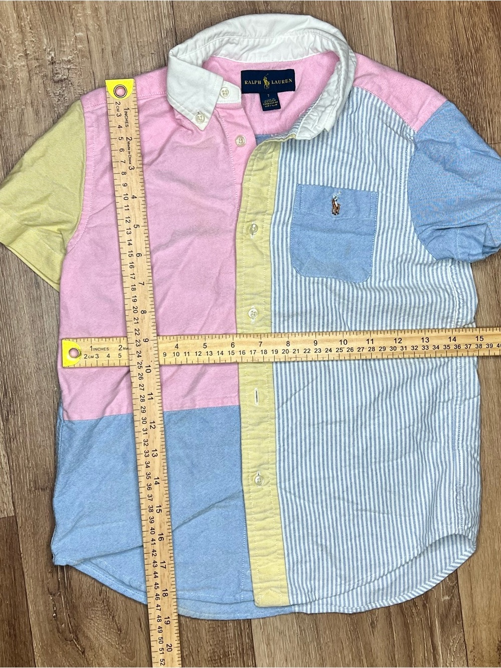 Ralph Lauren Boys Size 7 Button-Up Shirt Short Sleeve Button-Down Colorblock